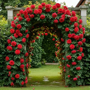 Роза плетистая Алый Триумф купить по цене от 319р. в интернет-магазине «Посадика» с доставкой почтой в в Константиновске и по всей России – [изображение №1].